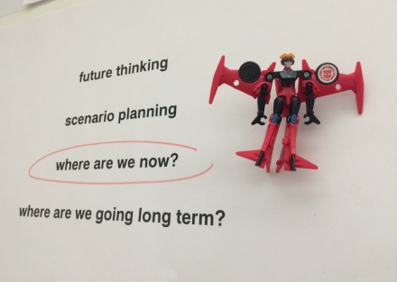 Windblade toy on the planning wall at State Library of Queensland